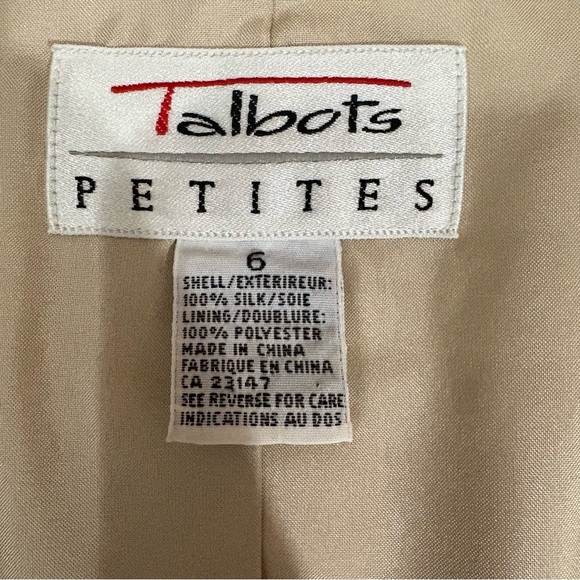 Talbots Petites Women’s Sz 6 Cream Ivory 100% Silk Blazer Jacket Lined Button - Picture 8 of 16